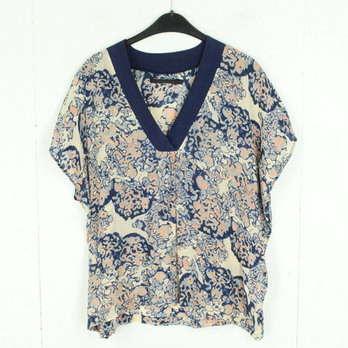 Second Hand COSTER COPENHAGEN Bluse Gr. 44 dunkelblau mehrfarbig gemustert Kurzarmbluse (*)