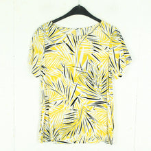 Laden Sie das Bild in den Galerie-Viewer, Second Hand SOJACONCEPT Bluse Gr. S weiß gelb schwarz gemustert Kurzarm (*)