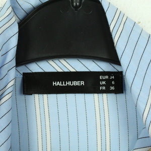 Second Hand HALLHUBER Bluse Gr. 34 weiß blau schwarz gestreift Langarm (*)