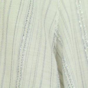 Second Hand CUSTOMMADE Bluse Gr. S weiß grau silber gestreift Langarm (*)