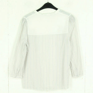 Second Hand CUSTOMMADE Bluse Gr. S weiß grau silber gestreift Langarm (*)