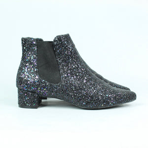 Second Hand TOPSHOP Stiefelette Gr. 38 schwarz Glitzer (*)