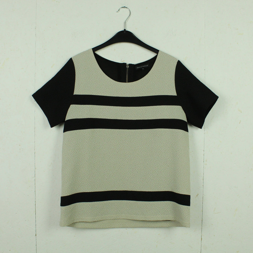 Second Hand SECOND FEMALE Bluse Gr. M schwarz beige gestreift (*)