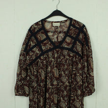 Laden Sie das Bild in den Galerie-Viewer, Second Hand MILK COPENHAGEN Kleid Gr. S braun mehrfarbig gemustert Midikleid (*)