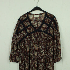 Second Hand MILK COPENHAGEN Kleid Gr. S braun mehrfarbig gemustert Midikleid (*)
