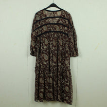 Laden Sie das Bild in den Galerie-Viewer, Second Hand MILK COPENHAGEN Kleid Gr. S braun mehrfarbig gemustert Midikleid (*)