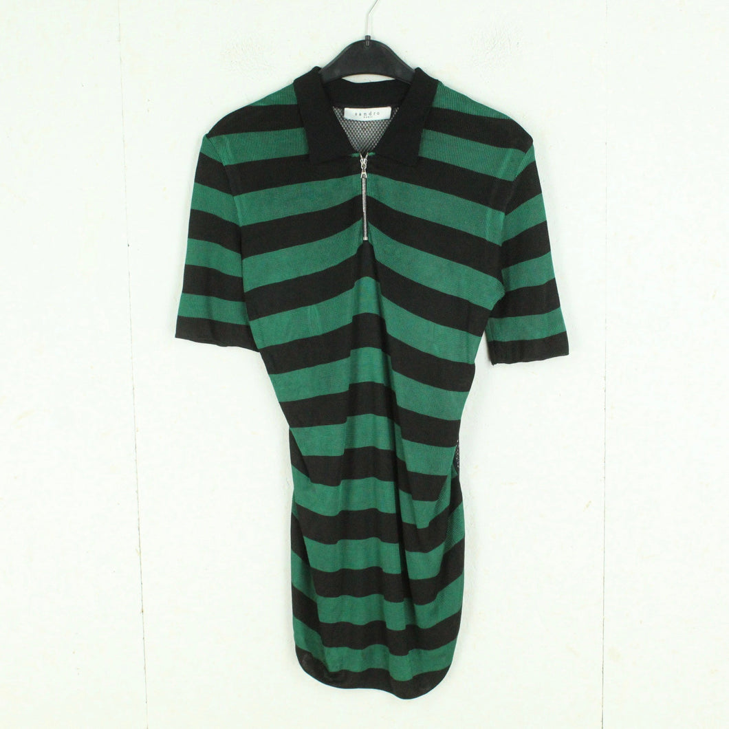 Second Hand SANDRO PARIS T-Shirt Gr. 38 grün schwarz gestreift