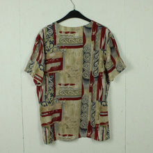 Laden Sie das Bild in den Galerie-Viewer, Vintage Seidenbluse Gr. L beige rot mehrfarbig gemustert