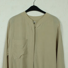 Laden Sie das Bild in den Galerie-Viewer, Vintage Seidenbluse Gr. S beige uni langarm