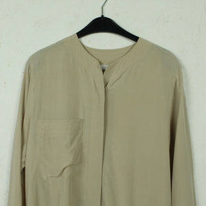 Vintage Seidenbluse Gr. S beige uni langarm