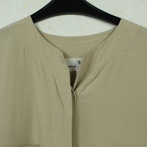Vintage Seidenbluse Gr. S beige uni langarm