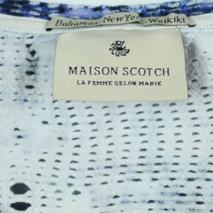 Second Hand MAISON SCOTCH Top Gr. 34 blau weiß gemustert Shirt (*)