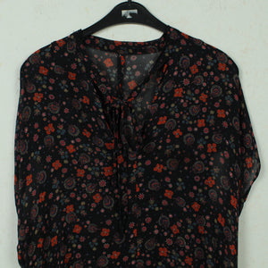 Vintage Bluse Gr. L schwarz mehrfarbig geblümt