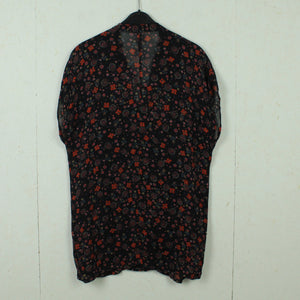 Vintage Bluse Gr. L schwarz mehrfarbig geblümt 
