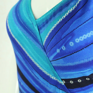 Vintage Badeanzug Gr. S blau mehrfarbig Glitzer Crazy Pattern 80s 90s Beachwear