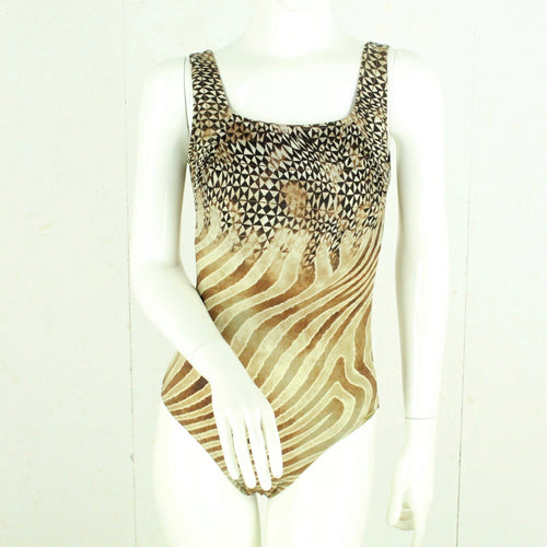 Vintage SUNFLAIR Badeanzug Gr. M braun beige mehrfarbig Crazy Pattern 80s 90s Beachwear