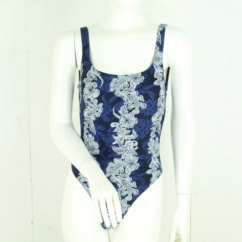 Vintage Badeanzug Gr. M blau mehrfarbig Crazy Pattern Hawaii 80s 90s Beachwear