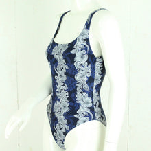 Laden Sie das Bild in den Galerie-Viewer, Vintage Badeanzug Gr. M blau mehrfarbig Crazy Pattern Hawaii 80s 90s Beachwear