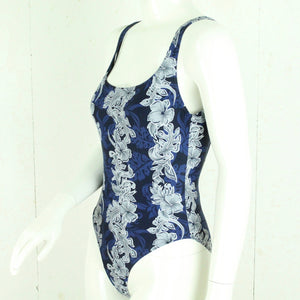 Vintage Badeanzug Gr. M blau mehrfarbig Crazy Pattern Hawaii 80s 90s Beachwear
