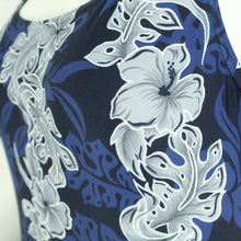 Laden Sie das Bild in den Galerie-Viewer, Vintage Badeanzug Gr. M blau mehrfarbig Crazy Pattern Hawaii 80s 90s Beachwear