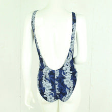 Laden Sie das Bild in den Galerie-Viewer, Vintage Badeanzug Gr. M blau mehrfarbig Crazy Pattern Hawaii 80s 90s Beachwear