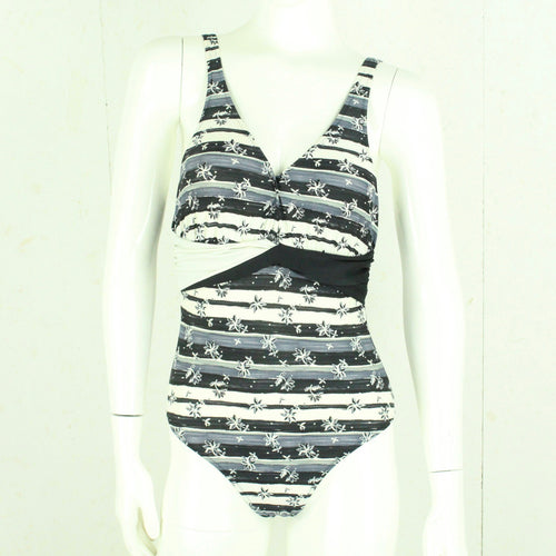Vintage AQUARELLE Badeanzug Gr. M blau mehrfarbig Crazy Pattern 80s 90s Beachwear