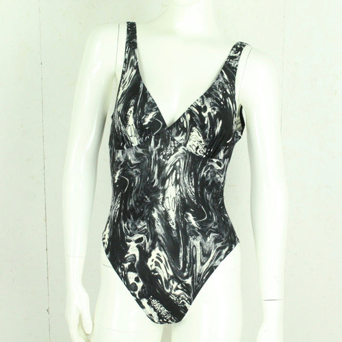 Vintage PROJECT Badeanzug Gr. M schwarz weiß Crazy Pattern 80s 90s Beachwear