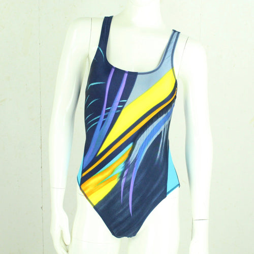 Vintage Badeanzug Gr. L blau bunt Crazy Pattern 80s 90s Beachwear