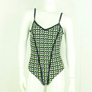 Vintage TRIUMPH Badeanzug Gr. L schwarz grün mehrfarbig Crazy Pattern 80s 90s Beachwear