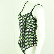 Laden Sie das Bild in den Galerie-Viewer, Vintage TRIUMPH Badeanzug Gr. L schwarz grün mehrfarbig Crazy Pattern 80s 90s Beachwear