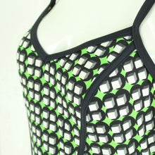 Laden Sie das Bild in den Galerie-Viewer, Vintage TRIUMPH Badeanzug Gr. L schwarz grün mehrfarbig Crazy Pattern 80s 90s Beachwear