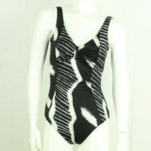 Laden Sie das Bild in den Galerie-Viewer, Vintage Badeanzug Gr. M schwarz weiß gemustert 80s 90s Beachwear