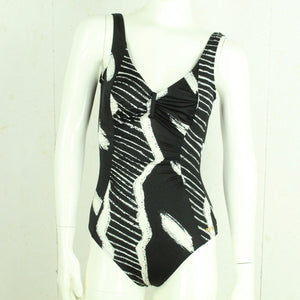 Vintage Badeanzug Gr. M schwarz weiß gemustert 80s 90s Beachwear