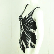 Laden Sie das Bild in den Galerie-Viewer, Vintage Badeanzug Gr. M schwarz weiß Crazy Pattern 80s 90s Beachwear