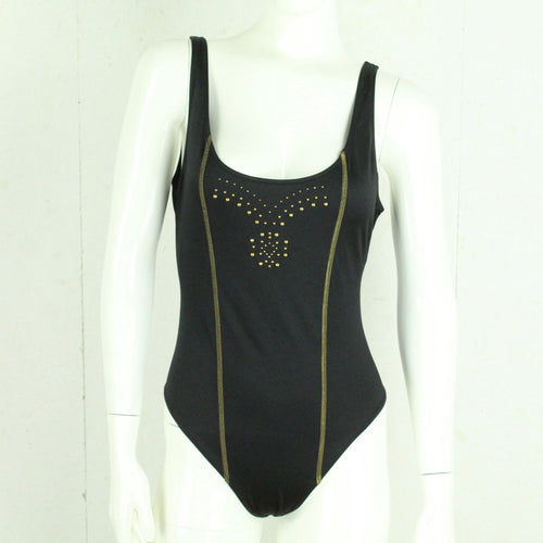Vintage Badeanzug Gr. L schwarz gold 80s 90s Beachwear