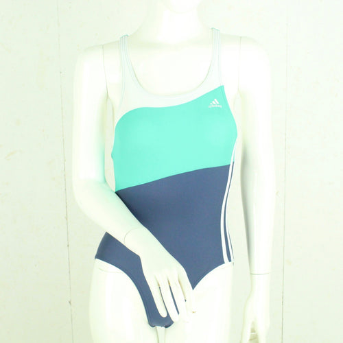 Vintage ADIDAS Badeanzug Gr. XS türkis dunkelblau weiß Sport Y2K 00er Beachwear