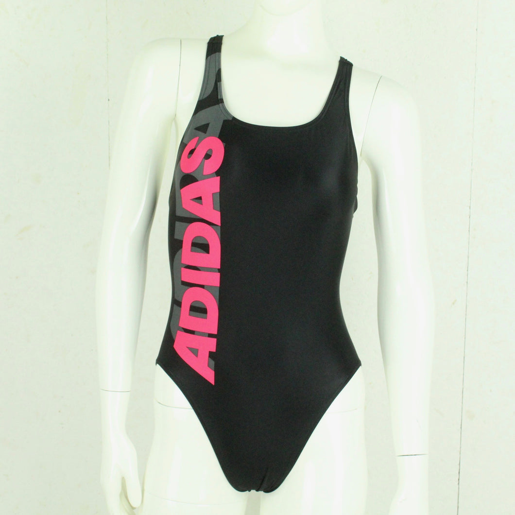 Vintage ADIDAS Badeanzug Gr. S schwarz pink grau Sport Y2K 00er Beachwear