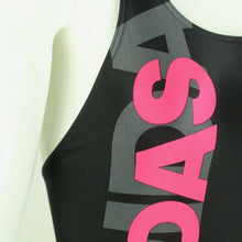 Laden Sie das Bild in den Galerie-Viewer, Vintage ADIDAS Badeanzug Gr. S schwarz pink grau Sport Y2K 00er Beachwear