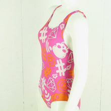 Laden Sie das Bild in den Galerie-Viewer, Vintage ARENA Badeanzug Gr. S pink orange weiß Sport Y2K 00er Beachwear