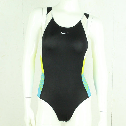 Vintage NIKE Badeanzug Gr. XS schwarz weiß bunt Sport Y2K 00er Beachwear
