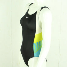 Laden Sie das Bild in den Galerie-Viewer, Vintage NIKE Badeanzug Gr. XS schwarz bunt Sport Y2K 00er Beachwear