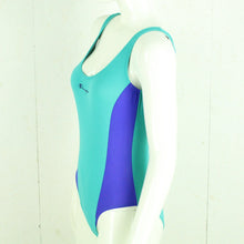 Laden Sie das Bild in den Galerie-Viewer, Vintage CHAMPION Badeanzug Gr. L türkis lila Sport Y2K 00er Beachwear