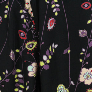 Vintage Bluse Gr. L schwarz mehrfarbig gemustert Crazy Pattern kurzarm
