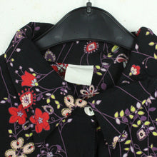 Laden Sie das Bild in den Galerie-Viewer, Vintage Bluse Gr. L schwarz mehrfarbig gemustert Crazy Pattern kurzarm