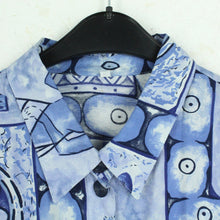 Laden Sie das Bild in den Galerie-Viewer, Vintage Bluse Gr. XL mehrfarbig gemustert Crazy Pattern kurzarm