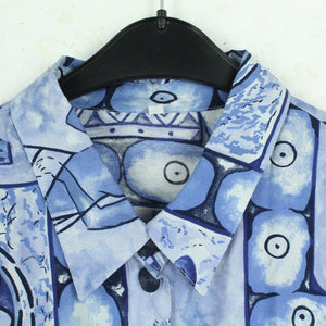 Vintage Bluse Gr. XL mehrfarbig gemustert Crazy Pattern kurzarm