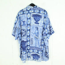 Laden Sie das Bild in den Galerie-Viewer, Vintage Bluse Gr. XL mehrfarbig gemustert Crazy Pattern kurzarm