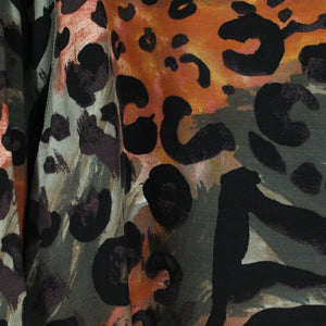 Vintage Bluse Gr. M schwarz mehrfarbig Animalprint langarm