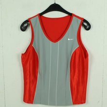 Laden Sie das Bild in den Galerie-Viewer, Second Hand NIKE Vintage Sporttop Gr. L  grau rot (*)