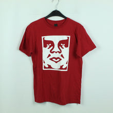 Laden Sie das Bild in den Galerie-Viewer, Second Hand OBEY T-Shirt Gr. S rot mit weißem Print (*)